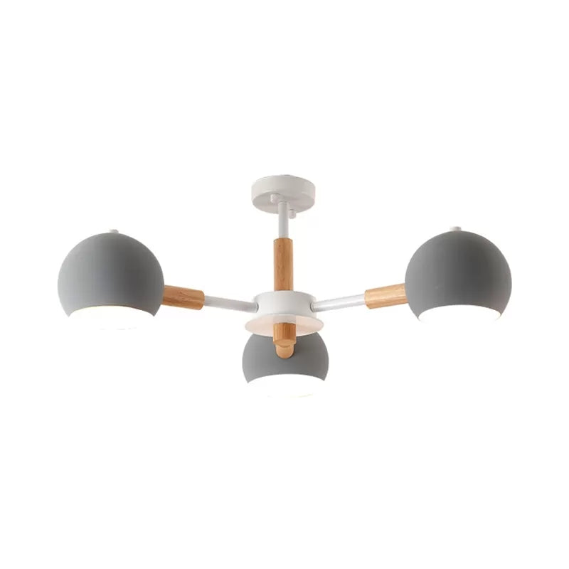 Metal Spherical Shade Chandelier Three Light Nordic Style Pendant Lamp for Kid Bedroom Clearhalo 'Ceiling Lights' 'Chandeliers' Lighting' options 53940