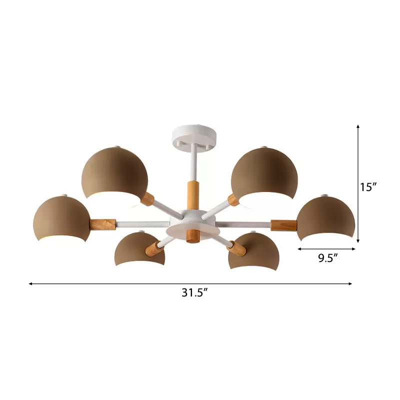 Kindergarten Snowflake Pendant Light with Orb Shade Metal 6-Bulb Nordic Chandelier Clearhalo 'Ceiling Lights' 'Chandeliers' Lighting' options 53950