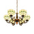 6 Heads Bowl Shade Pendant Light Tiffany Antique Glass Chandelier in Green/Yellow for Hotel Green Clearhalo 'Ceiling Lights' 'Chandeliers' 'Close To Ceiling Lights' 'Industrial' 'Middle Century Chandeliers' 'Tiffany Chandeliers' 'Tiffany close to ceiling' 'Tiffany' Lighting' 54040