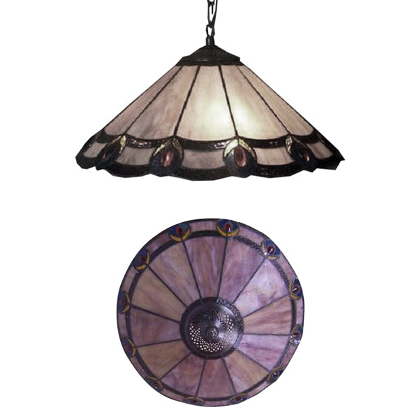 12"/16" Wide Tapered Pendant Lamp Tiffany-Style 1 Bulb Purple Stained Art Glass Hanging Light Fixture for Dining Room Clearhalo 'Ceiling Lights' 'Industrial' 'Middle Century Pendants' 'Pendant Lights' 'Pendants' 'Tiffany close to ceiling' 'Tiffany Pendants' 'Tiffany' Lighting' 54060