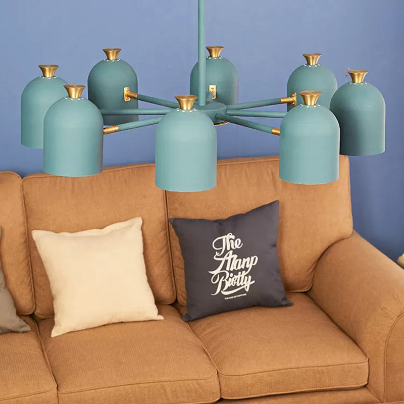 Rotatable Macaron Style Hanging Light Cup Shade 8 Lights Metal Chandelier for Dining Room Blue Clearhalo 'Ceiling Lights' 'Chandeliers' Lighting' options 54667_ee5d0935-40d1-46e5-8667-0f53c044ebfd