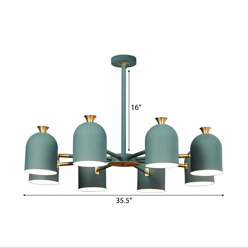 Rotatable Macaron Style Hanging Light Cup Shade 8 Lights Metal Chandelier for Dining Room Clearhalo 'Ceiling Lights' 'Chandeliers' Lighting' options 54670