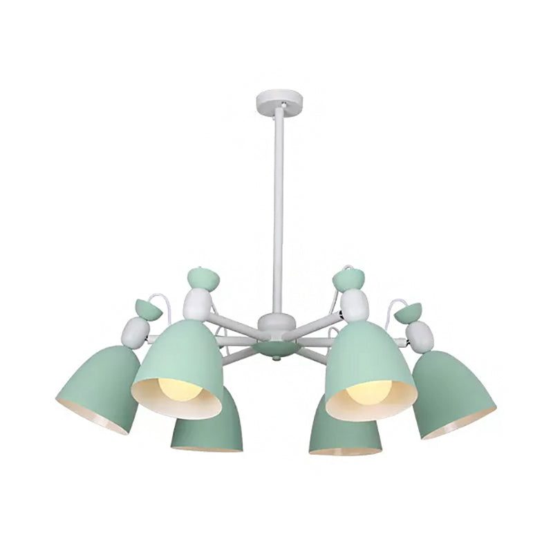 6 Lights Domed Ceiling Pendant Nordic Metal Chandelier for Living Room Kindergarten Clearhalo 'Ceiling Lights' 'Chandeliers' Lighting' options 54685