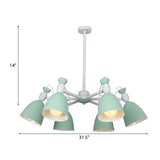 6 Lights Domed Ceiling Pendant Nordic Metal Chandelier for Living Room Kindergarten Clearhalo 'Ceiling Lights' 'Chandeliers' Lighting' options 54686