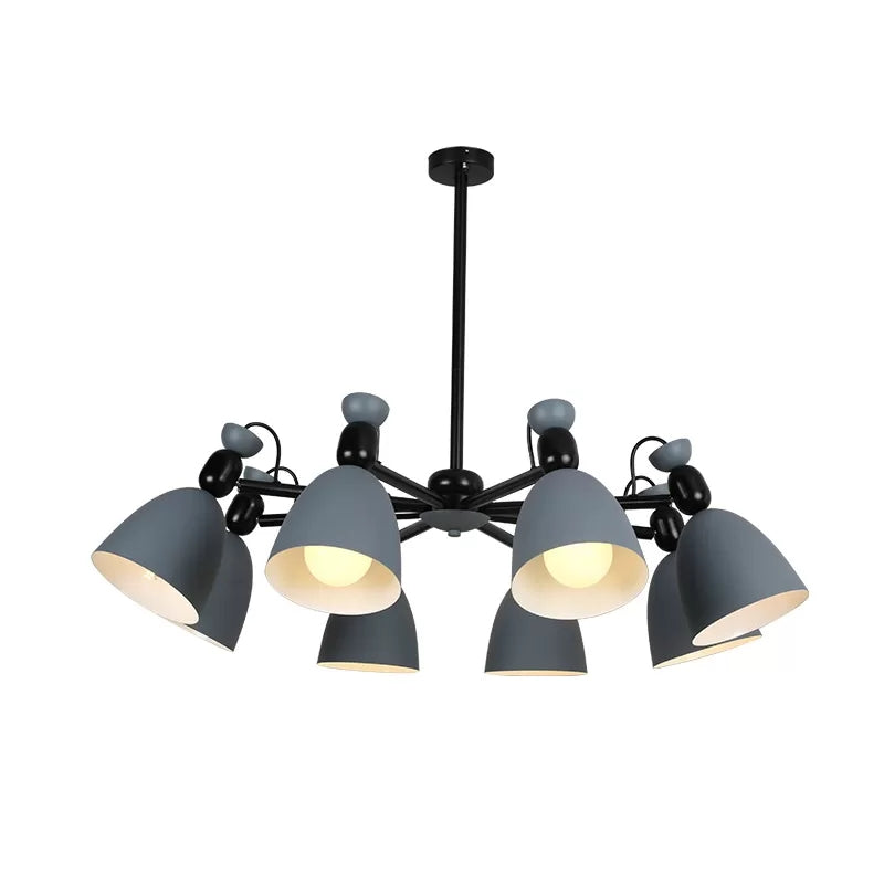 Domed Shade Living Room Chandelier Metal 6 Lights Macron Loft Hanging Light Clearhalo 'Ceiling Lights' 'Chandeliers' Lighting' options 54691