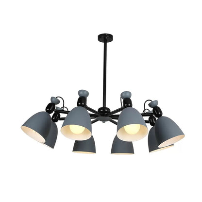 Domed Shade Living Room Chandelier Metal 6 Lights Macron Loft Hanging Light Grey Clearhalo 'Ceiling Lights' 'Chandeliers' Lighting' options 54691_52344420-b2a2-4d88-85c3-b73cfe1034d6