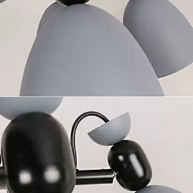 Domed Shade Living Room Chandelier Metal 6 Lights Macron Loft Hanging Light Clearhalo 'Ceiling Lights' 'Chandeliers' Lighting' options 54693