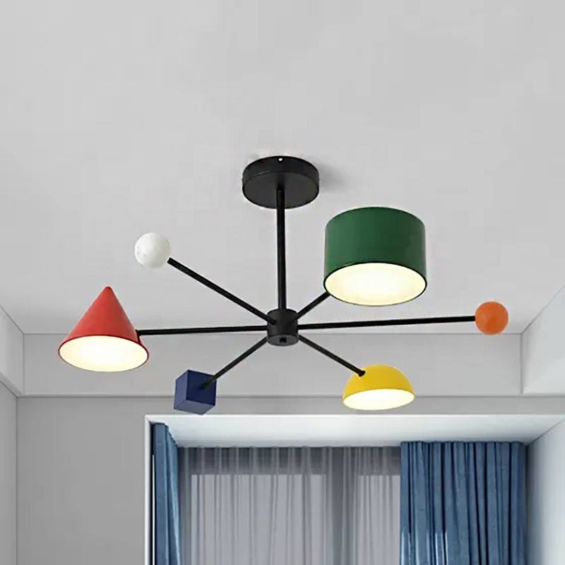 Kindergarten Snowflake Hanging Light Metal 3 Heads Modern Multi-Color Chandelier Clearhalo 'Ceiling Lights' 'Chandeliers' Lighting' options 54735