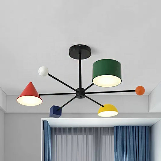 Kindergarten Snowflake Hanging Light Metal 3 Heads Modern Multi-Color Chandelier Clearhalo 'Ceiling Lights' 'Chandeliers' Lighting' options 54735