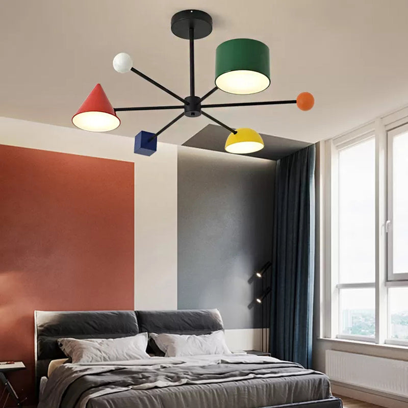 Kindergarten Snowflake Hanging Light Metal 3 Heads Modern Multi-Color Chandelier Clearhalo 'Ceiling Lights' 'Chandeliers' Lighting' options 54736