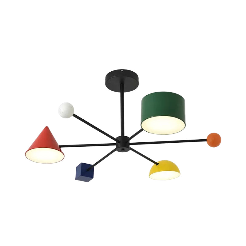 Kindergarten Snowflake Hanging Light Metal 3 Heads Modern Multi-Color Chandelier Clearhalo 'Ceiling Lights' 'Chandeliers' Lighting' options 54737