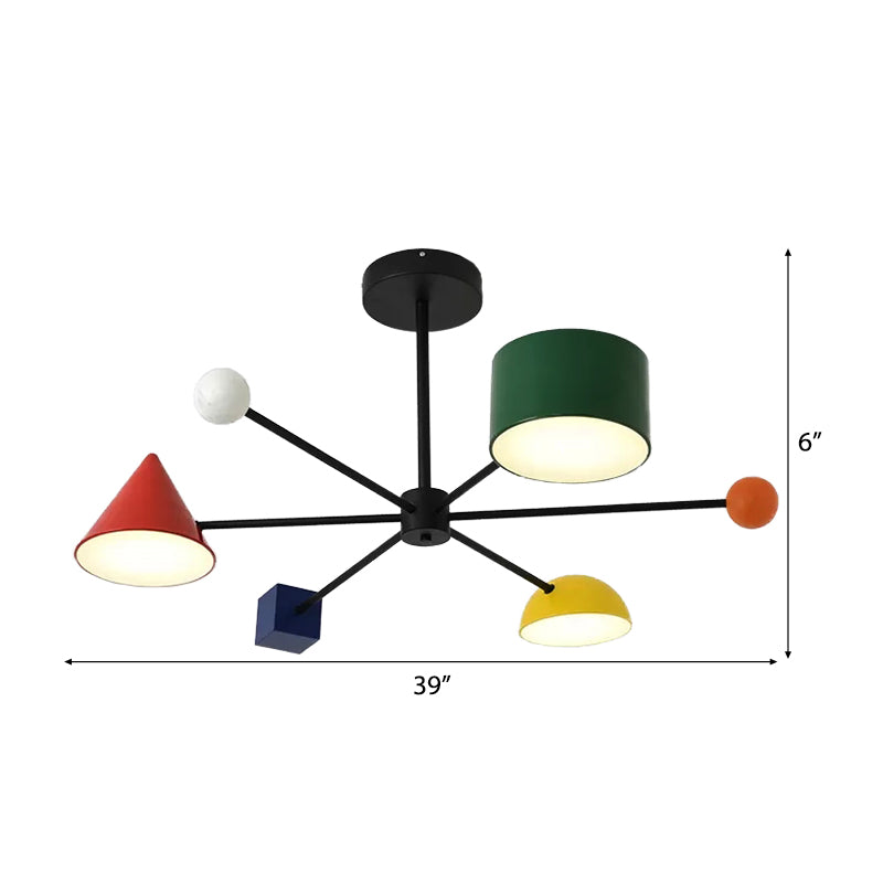 Kindergarten Snowflake Hanging Light Metal 3 Heads Modern Multi-Color Chandelier Clearhalo 'Ceiling Lights' 'Chandeliers' Lighting' options 54738