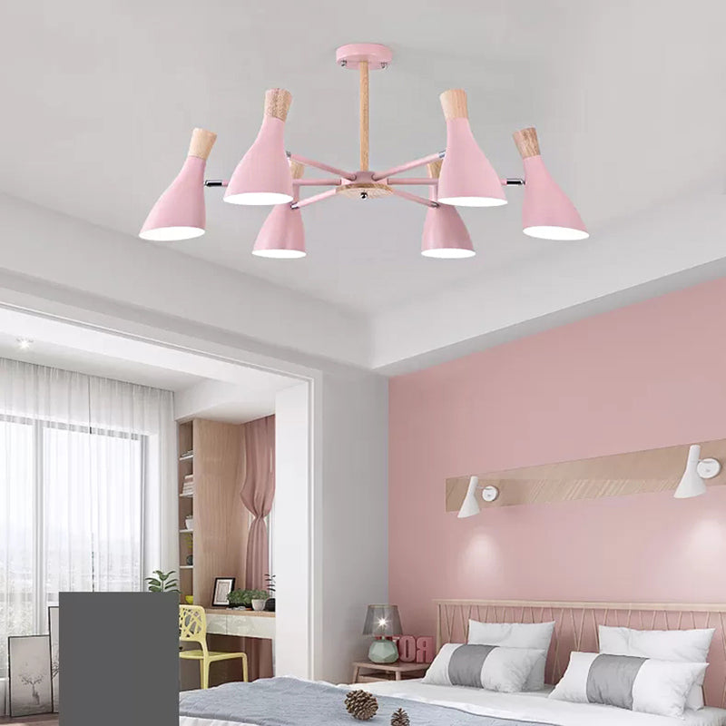 Rotatable Bottle Shape Chandelier Kids Metal Suspension Light in Pink for Nursing Room 6 Pink Clearhalo 'Ceiling Lights' 'Chandeliers' Lighting' options 54788_0631f9b8-a3ea-4291-bd26-6296c7a1594c