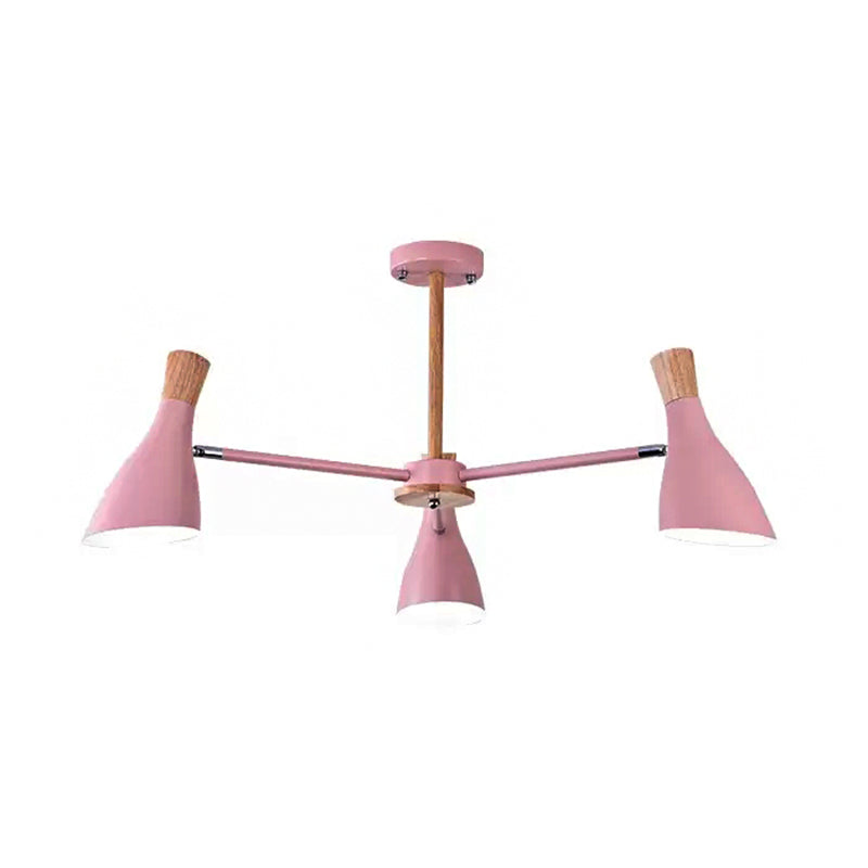 Rotatable Bottle Shape Chandelier Kids Metal Suspension Light in Pink for Nursing Room 3 Pink Clearhalo 'Ceiling Lights' 'Chandeliers' Lighting' options 54791_40d4285c-046c-46b4-99fe-a5ea14a048b1