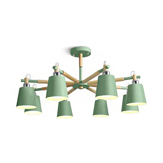 Bucket Shape Hanging Light 8 Heads Metal Chandelier for Living Room Restaurant Clearhalo 'Ceiling Lights' 'Chandeliers' Lighting' options 54799