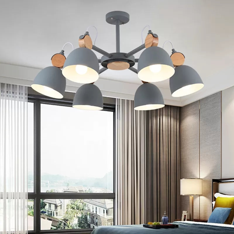 Rotatable Nursing Room Chandelier Metal 6 Heads Nordic Hanging Pendant Clearhalo 'Ceiling Lights' 'Chandeliers' Lighting' options 54893