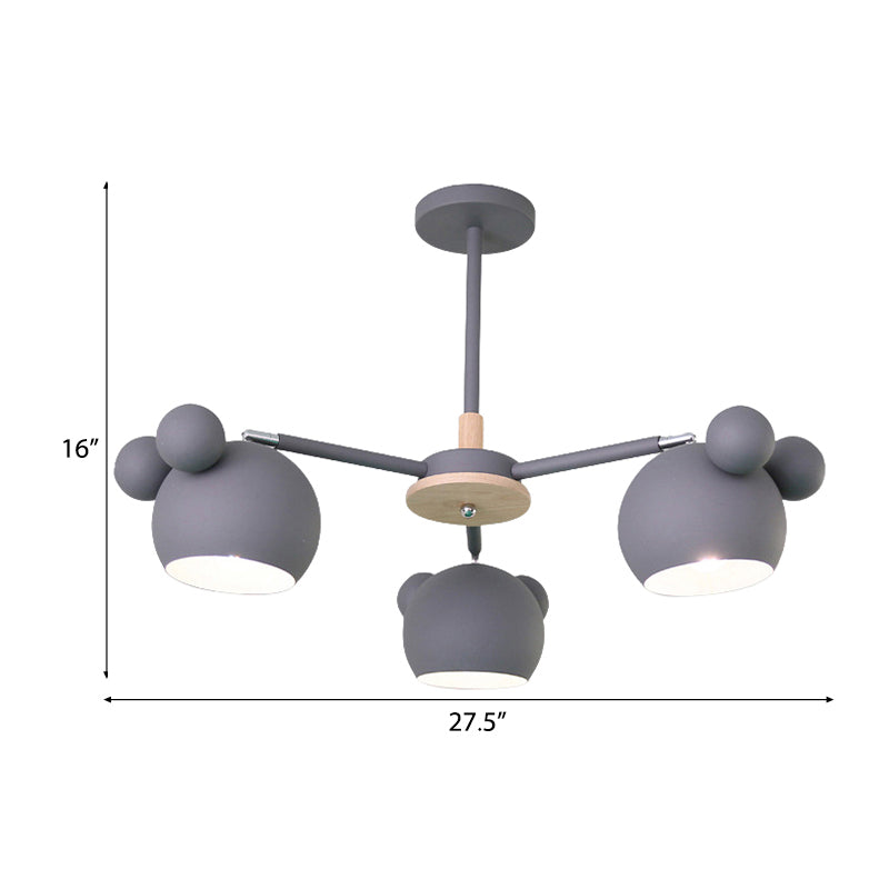 Dining Room Mouse Hanging Light Metal Three Bulbs Macaron Style Chandelier Clearhalo 'Ceiling Lights' 'Chandeliers' Lighting' options 54958