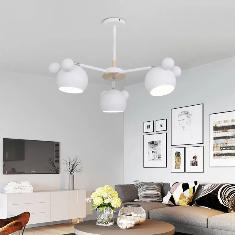 Dining Room Mouse Hanging Light Metal Three Bulbs Macaron Style Chandelier Clearhalo 'Ceiling Lights' 'Chandeliers' Lighting' options 54959