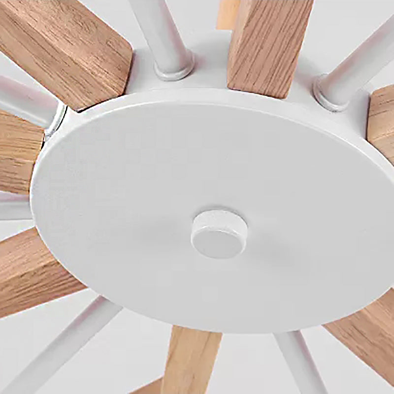 Kids Beige Suspension Light Snowflake Wood Chandelier with Bare Bulb for Living Room Clearhalo 'Ceiling Lights' 'Chandeliers' Lighting' options 54999