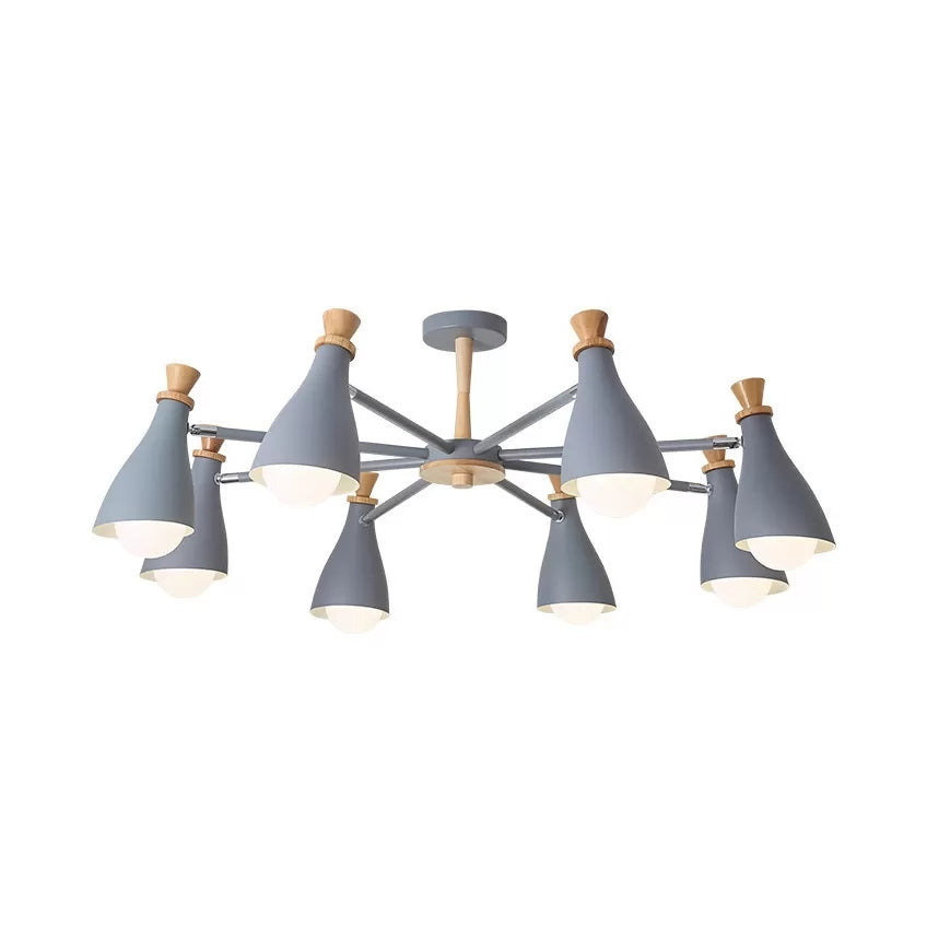 Metal Bottle Shade Chandelier Living Room Nursing Room Macaron Style Hanging Light Clearhalo 'Ceiling Lights' 'Chandeliers' Lighting' options 55094