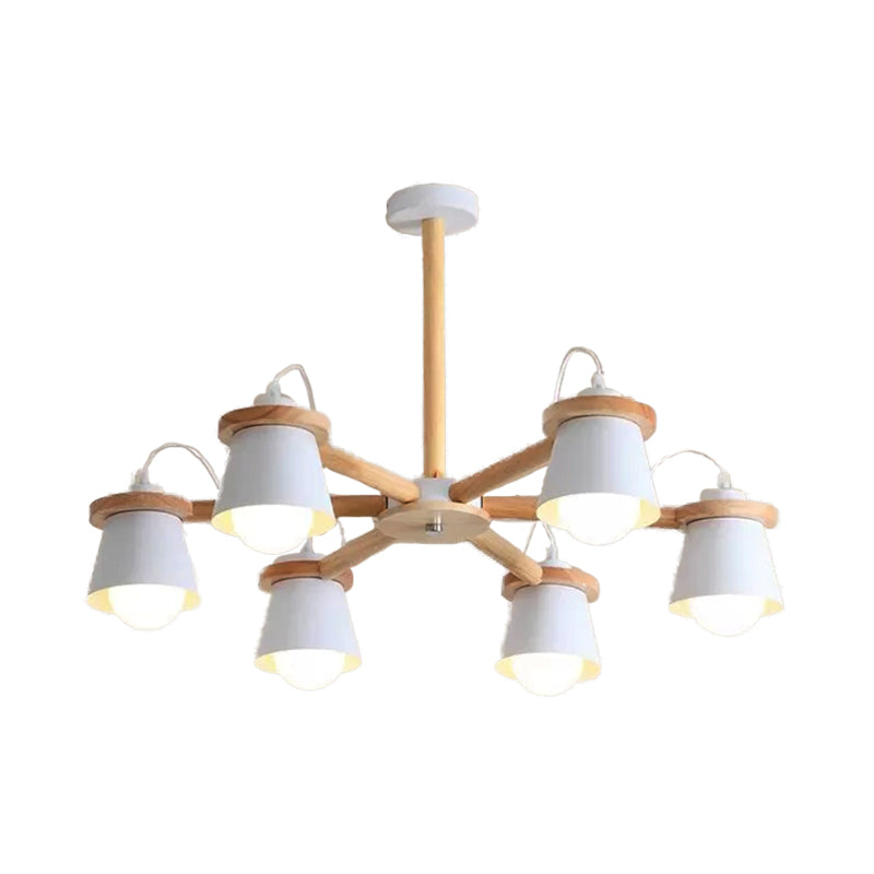 6 Lights Bucket Shade Chandelier Macaron Metal Ceiling Pendant Light for Kindergarten Clearhalo 'Ceiling Lights' 'Chandeliers' Lighting' options 55259