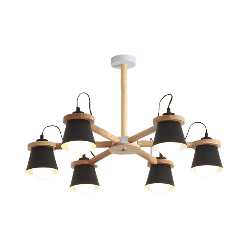 6 Lights Bucket Shade Chandelier Macaron Metal Ceiling Pendant Light for Kindergarten Clearhalo 'Ceiling Lights' 'Chandeliers' Lighting' options 55261