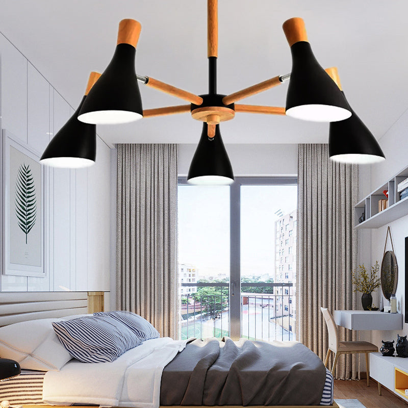 Cloth Shop Bottle Hanging Light Metal Macaron Style Candy Colored Chandelier 5 Black Clearhalo 'Ceiling Lights' 'Chandeliers' Lighting' options 55286_54410a20-b41b-4183-b39d-8244460d4d7e