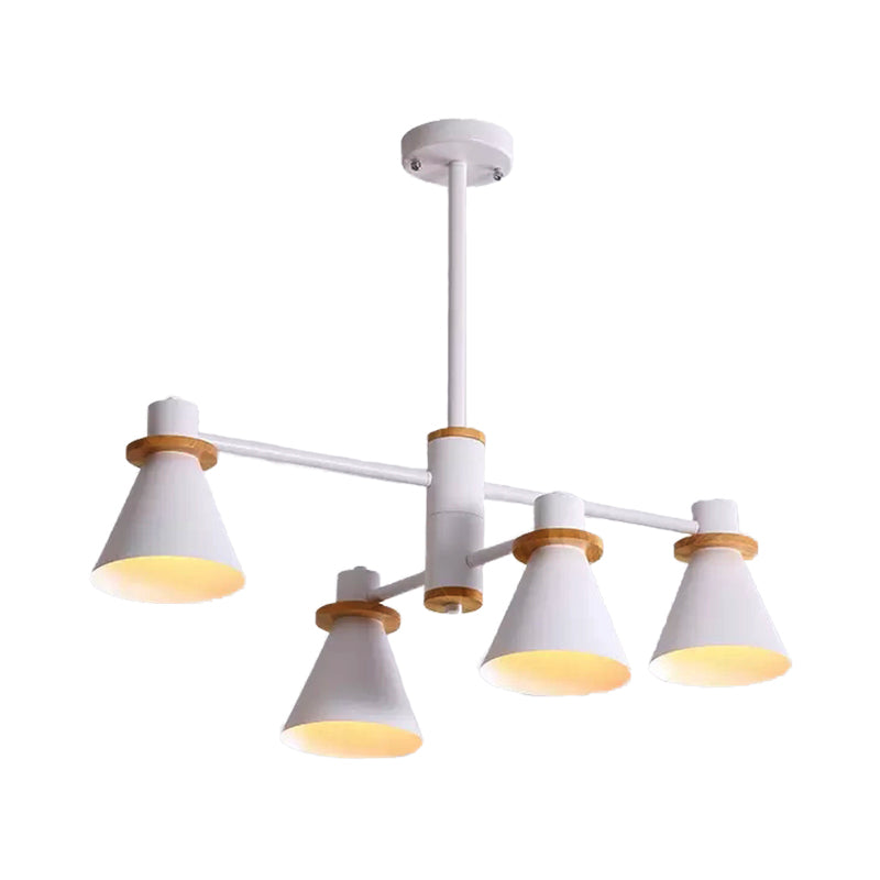 Macaron Stylish Conical Pendant Light Metallic Undertint Chandelier for Child Bedroom Clearhalo 'Ceiling Lights' 'Chandeliers' Lighting' options 55300