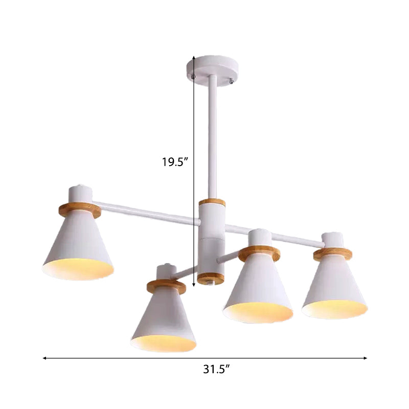 Macaron Stylish Conical Pendant Light Metallic Undertint Chandelier for Child Bedroom Clearhalo 'Ceiling Lights' 'Chandeliers' Lighting' options 55301