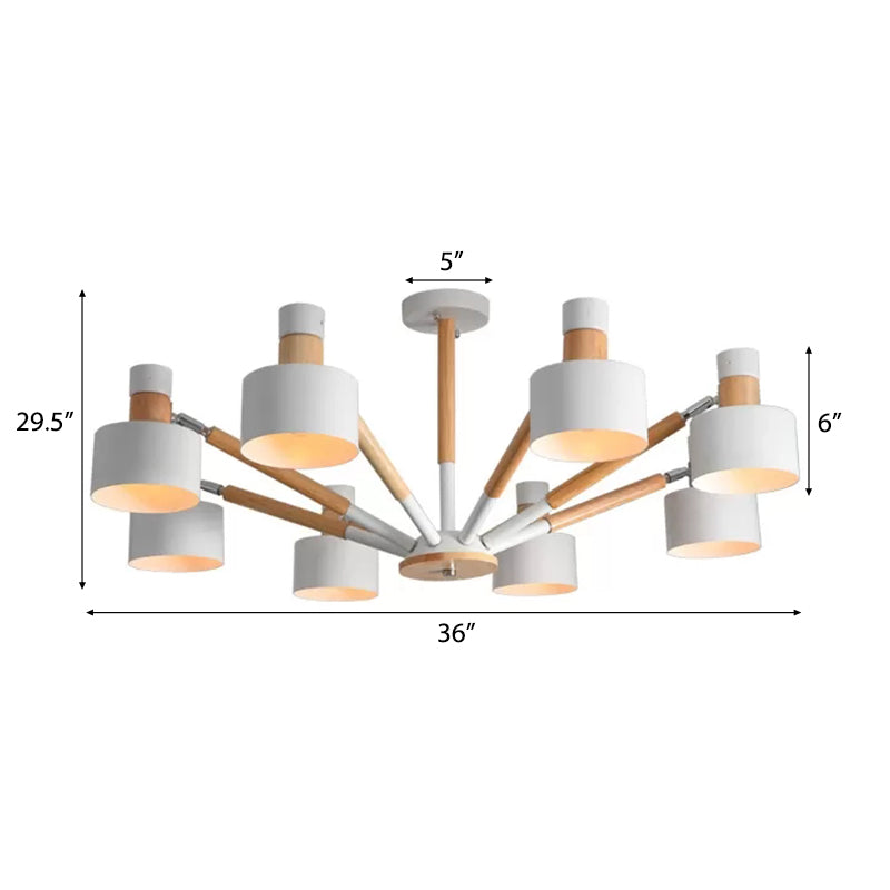 Macaron Round Shade Semi Flushmount Light Metal 8 Lights Ceiling Light for Kindergarten Clearhalo 'Ceiling Lights' 'Chandeliers' Lighting' options 55311