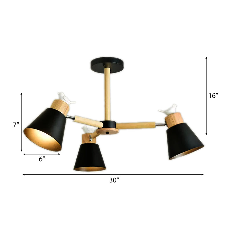 Modern Style Ceiling Pendant Light with Bird Bucket Shade Metal Chandelier for Bedroom Clearhalo 'Ceiling Lights' 'Chandeliers' Lighting' options 55319