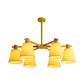 Trapezoid Shade Hanging Light Macaron Style Wood Chandelier for Kindergarten Bedroom 6 Yellow Clearhalo 'Ceiling Lights' 'Chandeliers' Lighting' options 55350_3bf7dd64-46c4-4d48-88ee-2b6722e20652