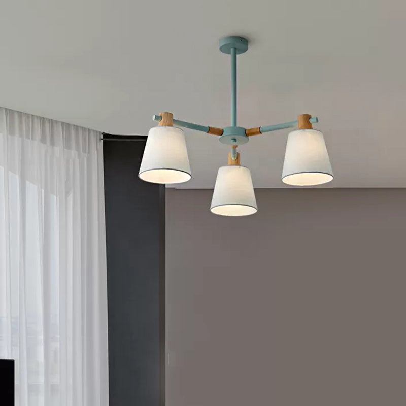 Trapezoid Shade Hanging Light Macaron Style Wood Chandelier for Kindergarten Bedroom 3 Blue Clearhalo 'Ceiling Lights' 'Chandeliers' Lighting' options 55354_0ab8bf2a-b535-4bb7-b714-0d1b8b4c6953