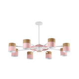 Rotatable Metal Cylinder Chandelier Macaron Style Modern Ceiling Light for Nursing Room Clearhalo 'Ceiling Lights' 'Chandeliers' Lighting' options 55379