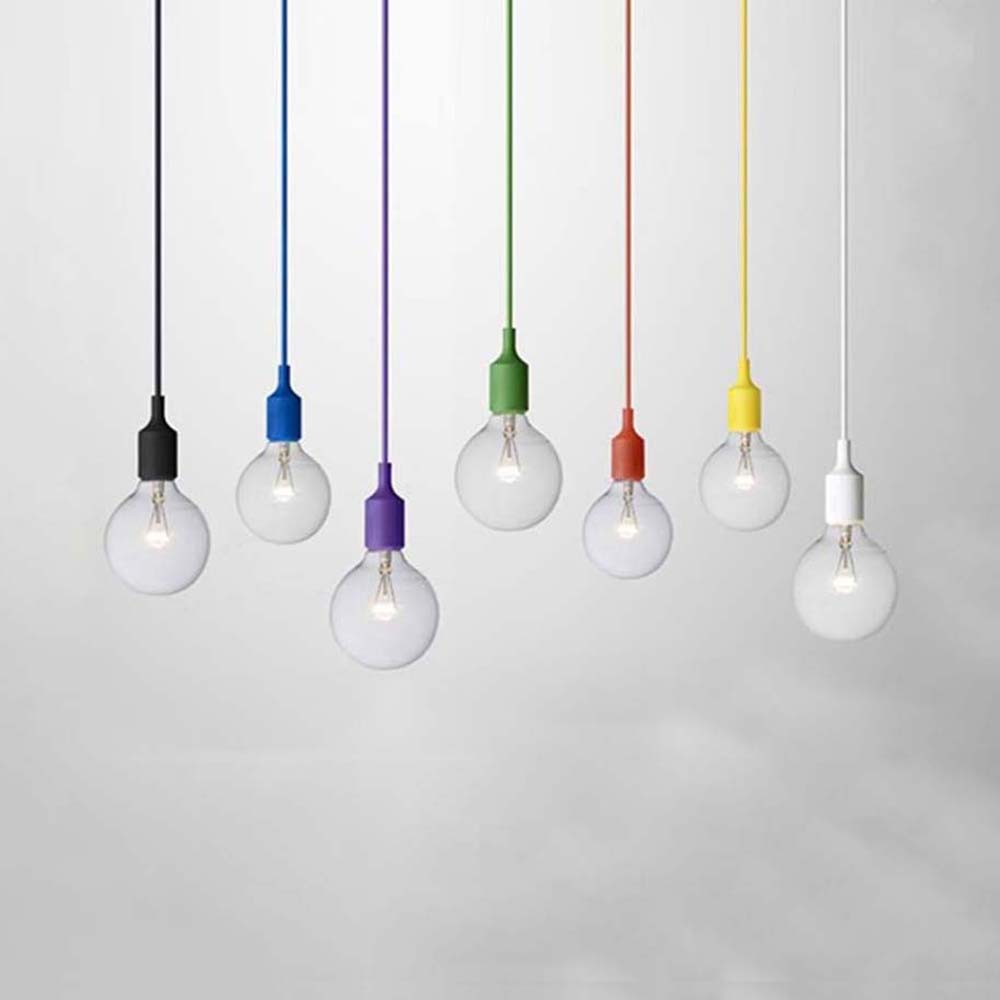 Silica Gel Exposed Bulb Pendant Lighting Industrial 1 Head Dining Room Ceiling Light with Adjustable Cord in Black/White Red Clearhalo 'Ceiling Lights' 'Industrial Pendants' 'Industrial' 'Middle Century Pendants' 'Pendant Lights' 'Pendants' 'Tiffany' Lighting' 5538