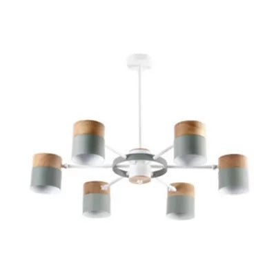 Rotatable Metal Cylinder Chandelier Macaron Style Modern Ceiling Light for Nursing Room Clearhalo 'Ceiling Lights' 'Chandeliers' Lighting' options 55383