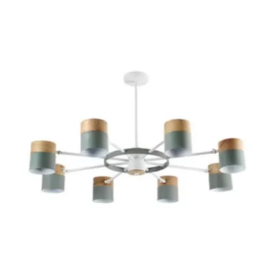 Rotatable Metal Cylinder Chandelier Macaron Style Modern Ceiling Light for Nursing Room Clearhalo 'Ceiling Lights' 'Chandeliers' Lighting' options 55384