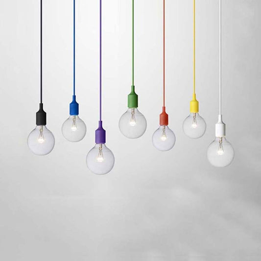 Silica Gel Exposed Bulb Pendant Lighting Industrial 1 Head Dining Room Ceiling Light with Adjustable Cord in Black/White Clearhalo 'Ceiling Lights' 'Industrial Pendants' 'Industrial' 'Middle Century Pendants' 'Pendant Lights' 'Pendants' 'Tiffany' Lighting' 5538