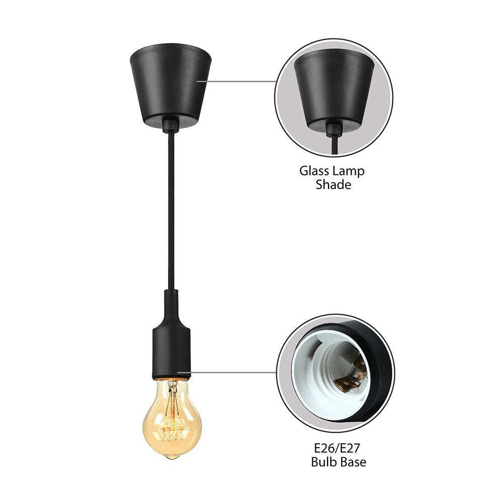 Silica Gel Exposed Bulb Pendant Lighting Industrial 1 Head Dining Room Ceiling Light with Adjustable Cord in Black/White Clearhalo 'Ceiling Lights' 'Industrial Pendants' 'Industrial' 'Middle Century Pendants' 'Pendant Lights' 'Pendants' 'Tiffany' Lighting' 5542