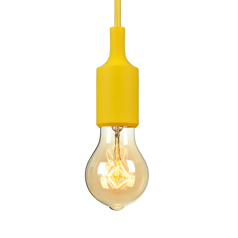 Silica Gel Exposed Bulb Pendant Lighting Industrial 1 Head Dining Room Ceiling Light with Adjustable Cord in Black/White Yellow Clearhalo 'Ceiling Lights' 'Industrial Pendants' 'Industrial' 'Middle Century Pendants' 'Pendant Lights' 'Pendants' 'Tiffany' Lighting' 5544