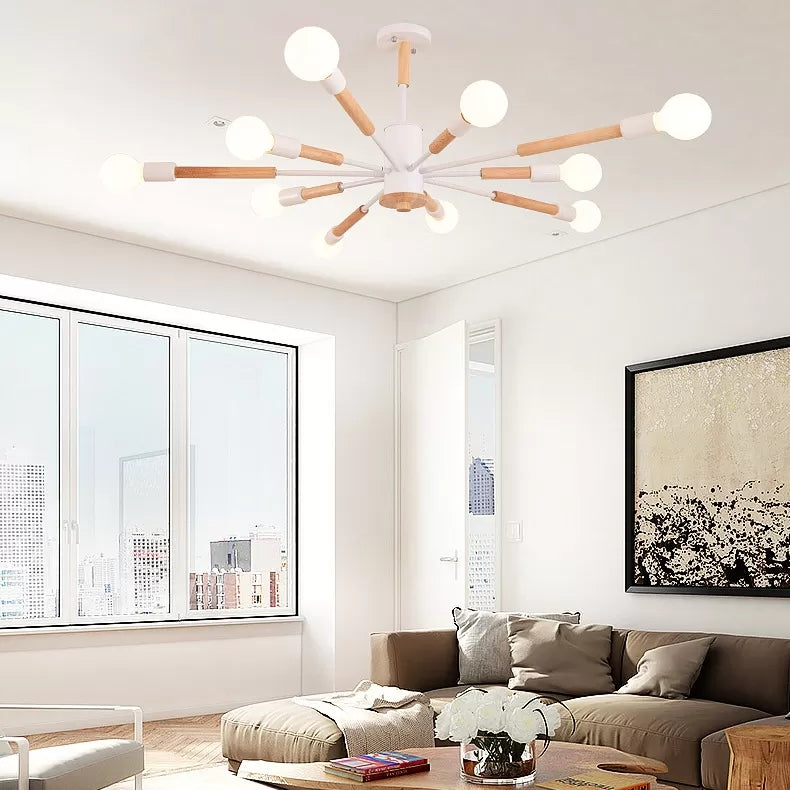 Sky Bang Bare Bulb Hanging Light Nordic Style Wood Chandelier for Kid Bedroom Clearhalo 'Ceiling Lights' 'Chandeliers' Lighting' options 55449