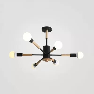 Sky Bang Bare Bulb Hanging Light Nordic Style Wood Chandelier for Kid Bedroom Clearhalo 'Ceiling Lights' 'Chandeliers' Lighting' options 55450