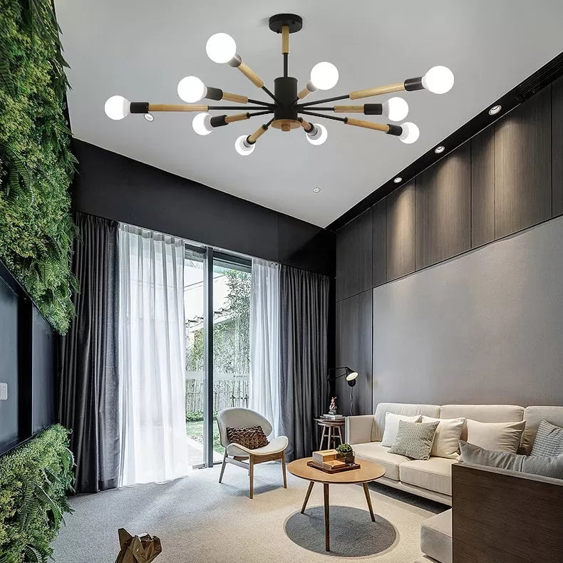 Sky Bang Bare Bulb Hanging Light Nordic Style Wood Chandelier for Kid Bedroom Clearhalo 'Ceiling Lights' 'Chandeliers' Lighting' options 55454