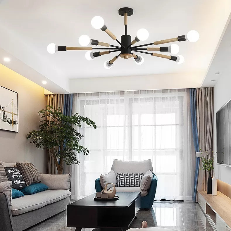 Sky Bang Bare Bulb Hanging Light Nordic Style Wood Chandelier for Kid Bedroom Clearhalo 'Ceiling Lights' 'Chandeliers' Lighting' options 55455