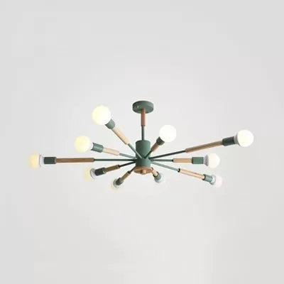 Sky Bang Kindergarten Chandelier with Open Bulb Wood Nordic Hanging Light Clearhalo 'Ceiling Lights' 'Chandeliers' Lighting' options 55461