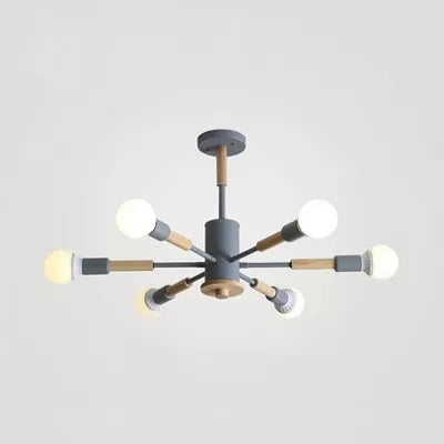 Sky Bang Kindergarten Chandelier with Open Bulb Wood Nordic Hanging Light Clearhalo 'Ceiling Lights' 'Chandeliers' Lighting' options 55464