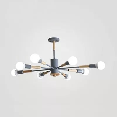 Sky Bang Kindergarten Chandelier with Open Bulb Wood Nordic Hanging Light Clearhalo 'Ceiling Lights' 'Chandeliers' Lighting' options 55465