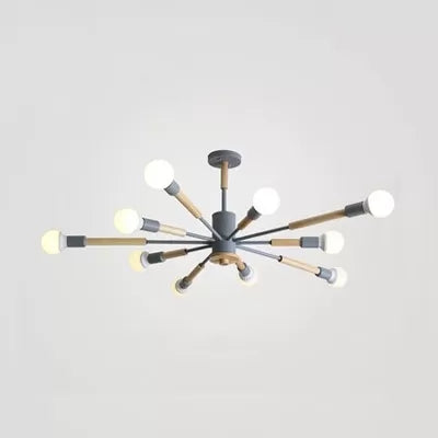 Sky Bang Kindergarten Chandelier with Open Bulb Wood Nordic Hanging Light Clearhalo 'Ceiling Lights' 'Chandeliers' Lighting' options 55466
