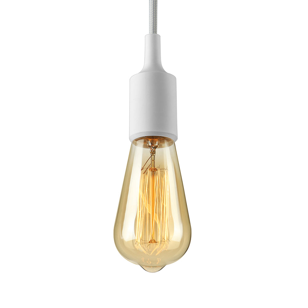 Silica Gel Exposed Bulb Pendant Lighting Industrial 1 Head Dining Room Ceiling Light with Adjustable Cord in Black/White White Clearhalo 'Ceiling Lights' 'Industrial Pendants' 'Industrial' 'Middle Century Pendants' 'Pendant Lights' 'Pendants' 'Tiffany' Lighting' 5547