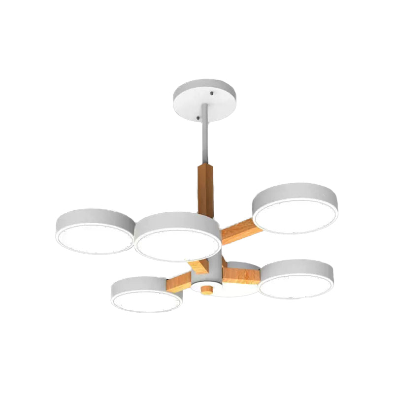 Living Room Round Chandelier Acrylic & Wood Nordic Stylish Hanging Light Clearhalo 'Ceiling Lights' 'Chandeliers' Lighting' options 55494